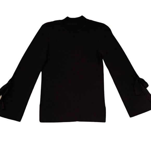 Mock Neck Long Sleeve Knit Sweater. Size: Medium Color: Black - Picture 3 of 9